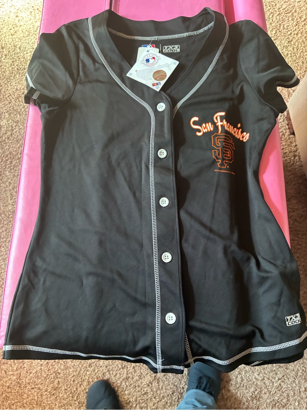San Francisco Giants Girls' Black Button-Front Jersey Top